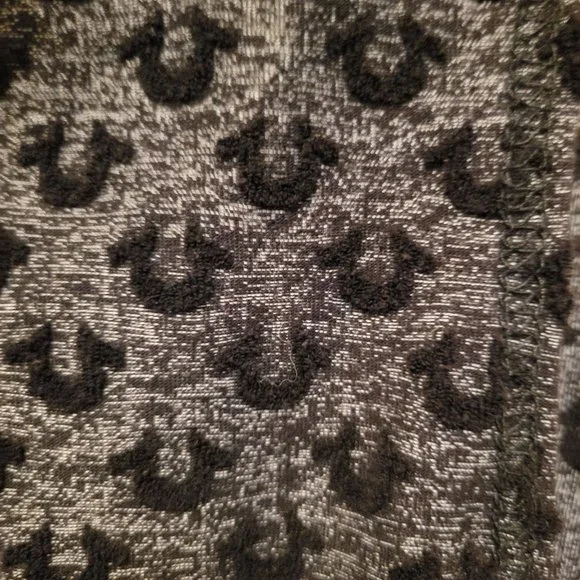 True Religion Womens Shorts Grey M Romper  All-Over Logo Print Pants - Picture 8 of 9